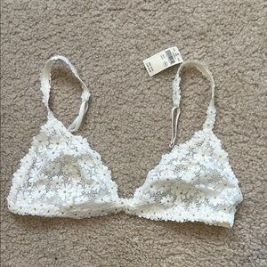 New Aerie White Floral Lace Bralette